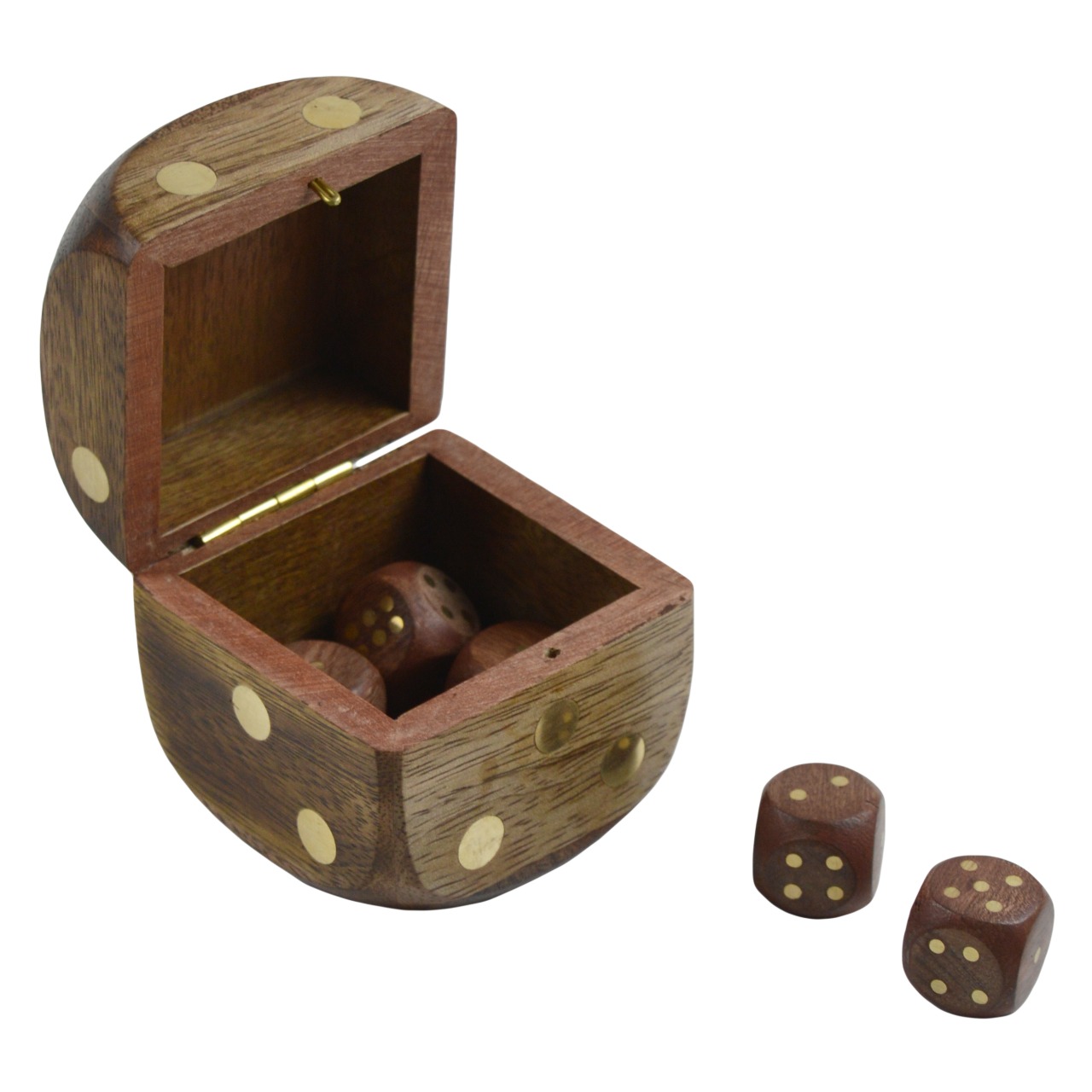 Wooden polished Dice set box