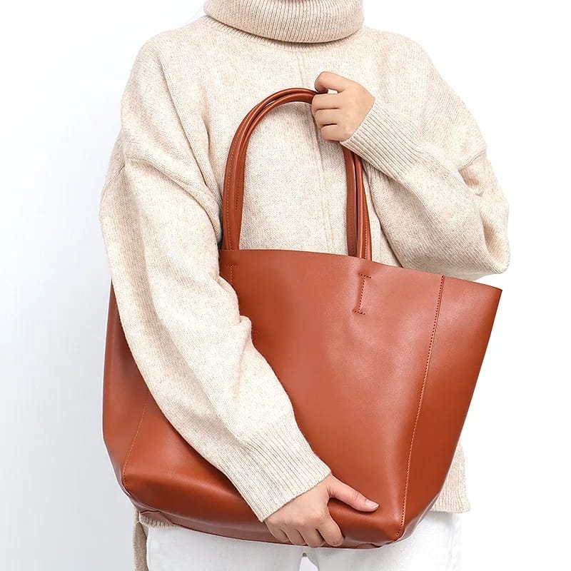 Leather Tote Bags Designer Cowhide Handbags Women Shoulder Bags Fashion Female Large Capacity Liner Bag