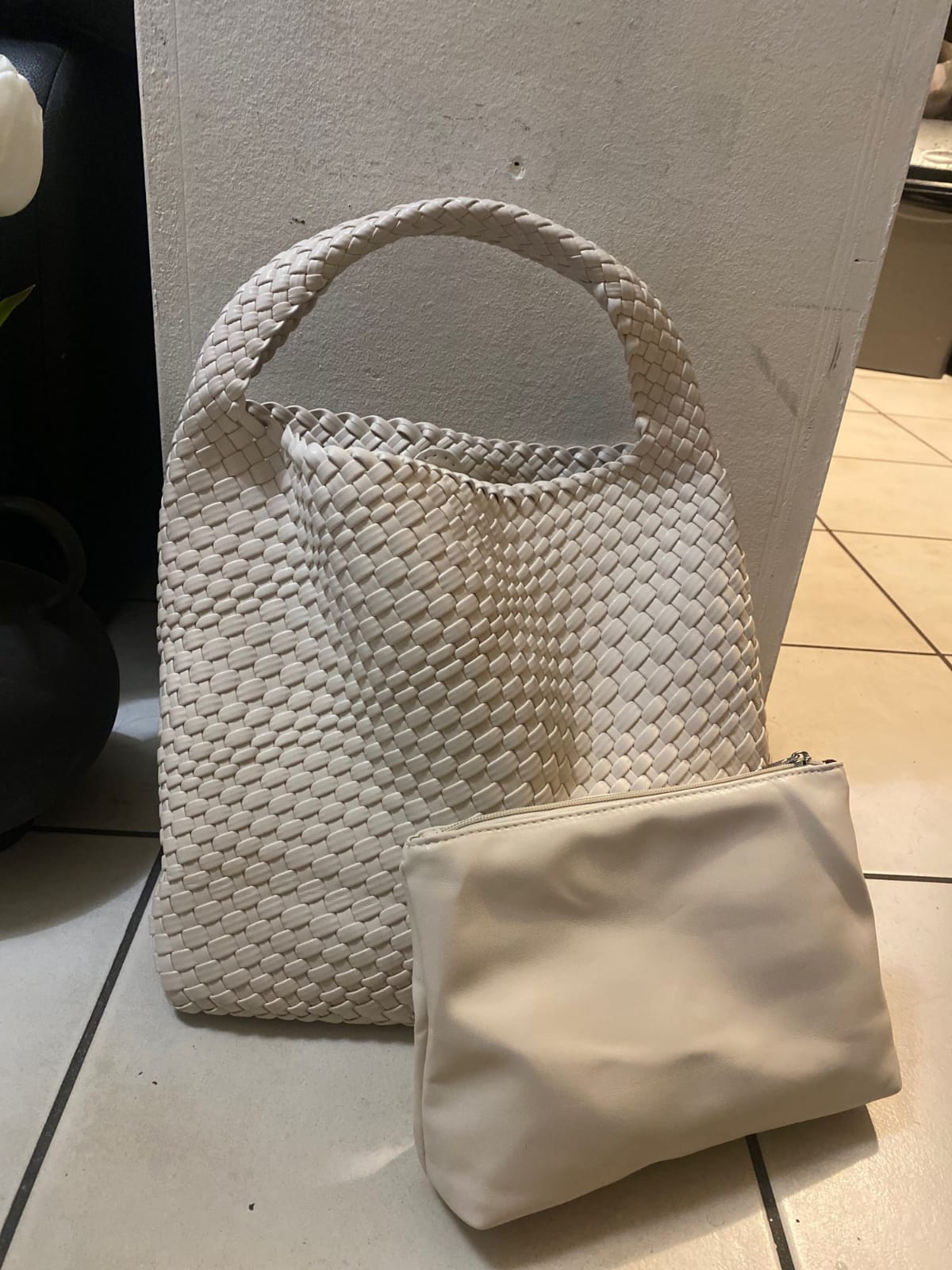 Woven Bag for Women, Vegan PU Leather Tote Bag