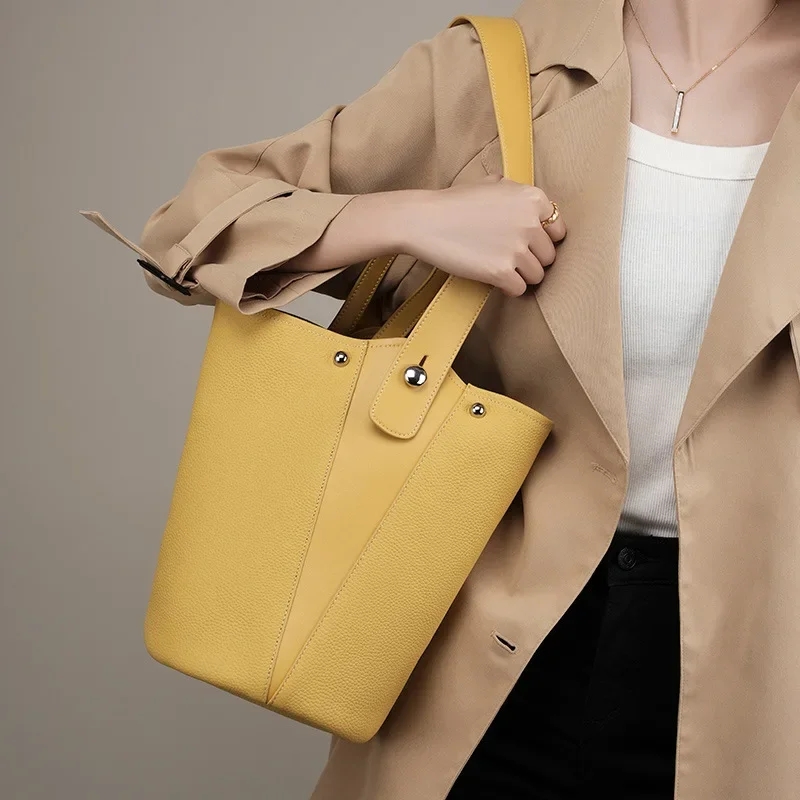 Shyzarsue Tote Bag Genuine Leather Handbag Purse Luxury Shopper Bag Travel Bags