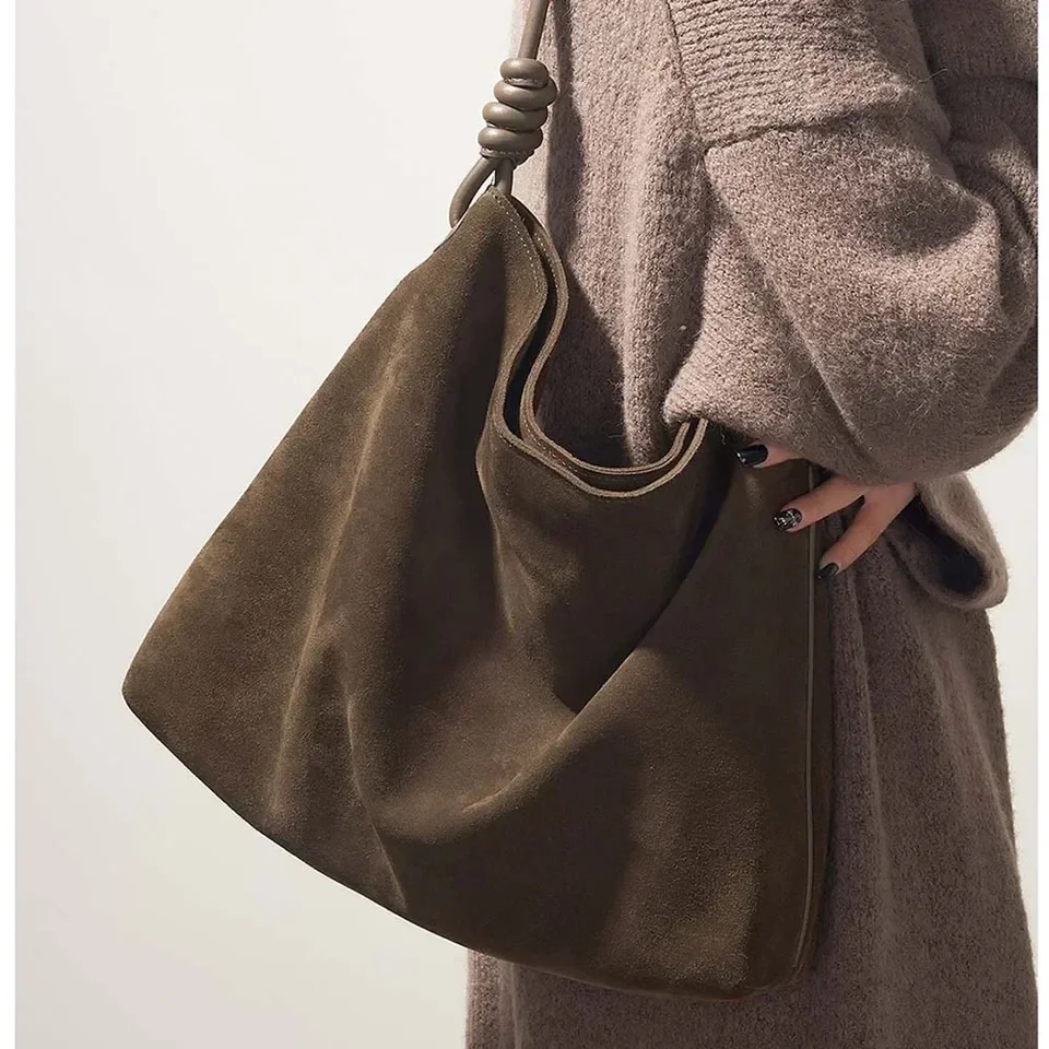 Shyzarsue Tote Bag Suede Leather Handbag Purse Luxury Shopper Travel Bags