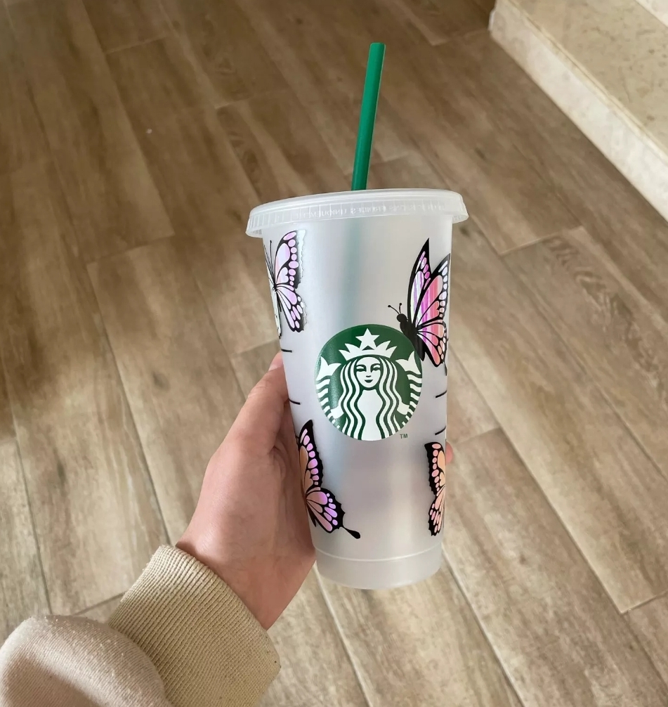 Initial Designer Inspired Print Starbucks Cup, Personalised cold cup, Reusable Coffee Cup, Custom Gift
